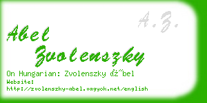 abel zvolenszky business card